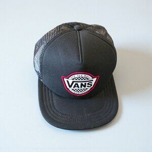 Vans “Off The Wall” Black Mesh Trucker Hat Snapback Cap Skateboard NWOT